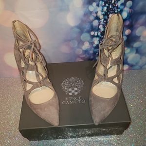 Vince Camuto Suede Taupe Pumps